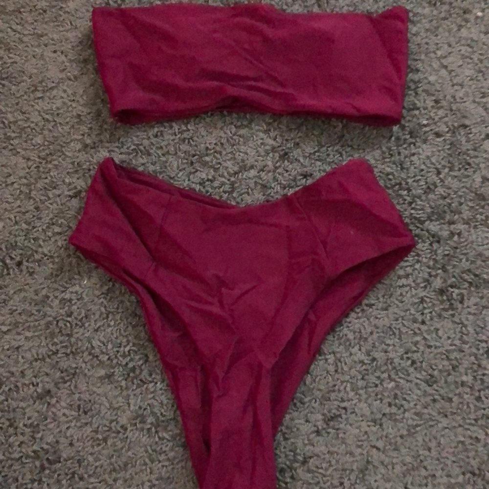 Maroon high leg bathing suit